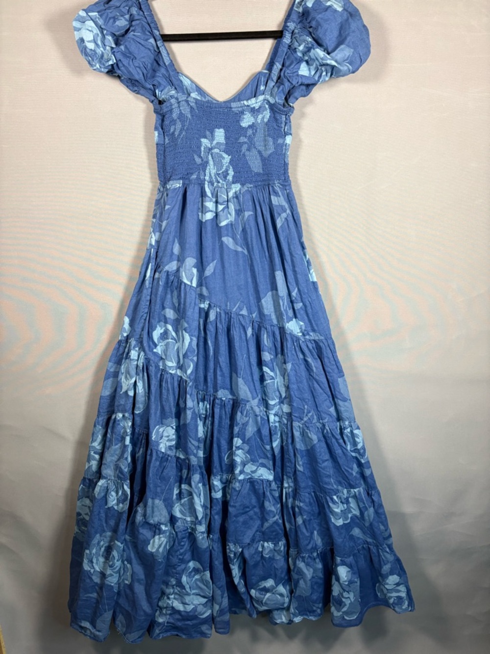 Free People Blue Floral Puff Sleeve Maxi Dress - Picture 4 of 6